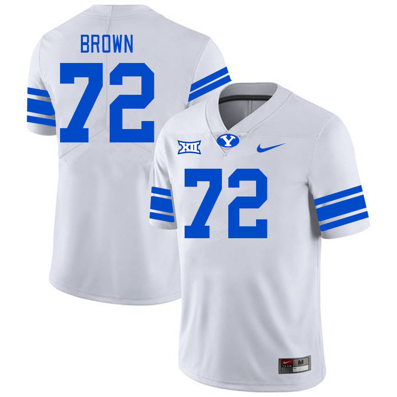 Men #72 Joe Brown BYU Cougars College Football Jerseys Stitched Sale-White